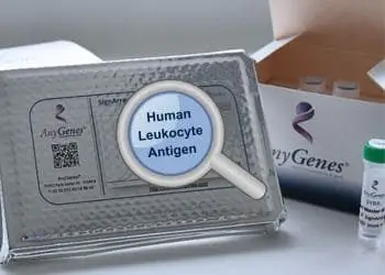 AnyGenes array for analyzing Human Leukocyte Antigens (HLA) for immune response research.