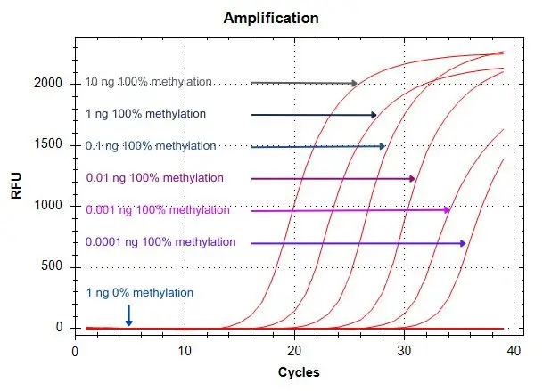 Quantification curve of global DNA methylation levels in genomic DNA by qPCR